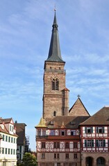 Fototapeta na wymiar Schwabach - Rathaus mit Kirchturm