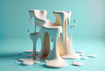 Spilled milk 3d figure ai generated