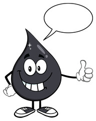Petroleum Or Oil Drop Cartoon Character Giving A Thumb Up. Hand Drawn Illustration Isolated On Transparent Background