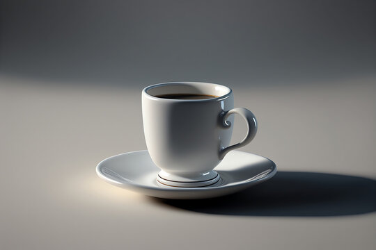 White coffee cup on light background. Morning coffee. Generative AI.