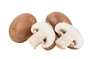 Fresh champignon mushrooms isolated on transparent png