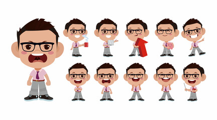 Business people set different gestures