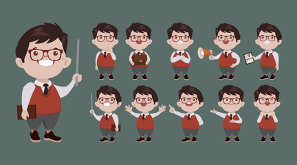 Business people set different gestures