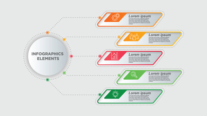 Business infographic template with 5 options. For content, diagram, flowchart, steps, parts, timeline infographics, workflow, chart.