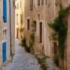 Fototapeta premium A beautiful narrow street, of the mountain village of Provence - generative ai