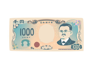 デフォルメの新千円札のイラスト