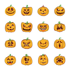 Pack of Spooky Pumpkin Flat Vectors 

