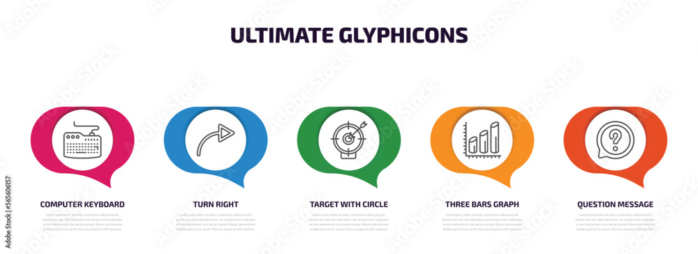 Poster ultimate glyphicons infographic element with outline icons and 5 step or option. ultimate glyphicons