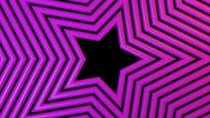 Abstract concept. Purple background of star shapes on a isolated black background. 3d illustration