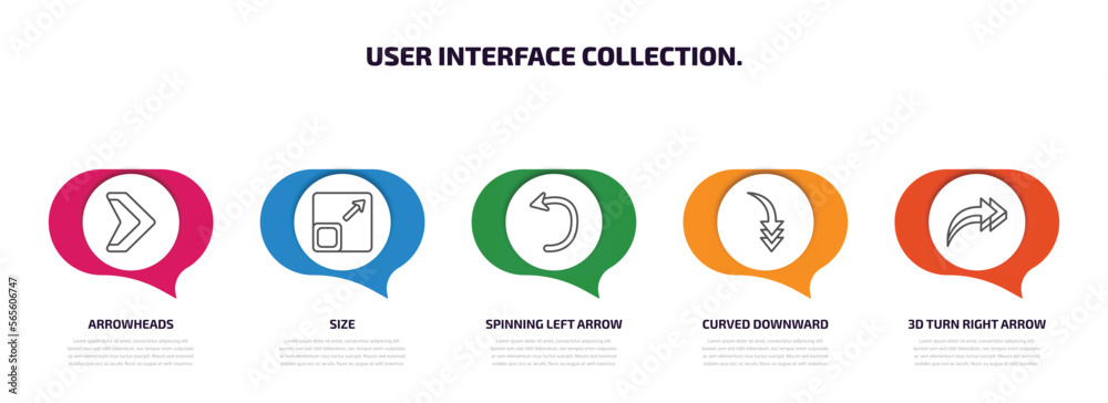 Poster user interface collection. infographic element with outline icons and 5 step or option. user interfa
