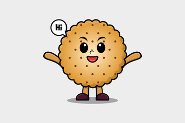 Cute cartoon Cookies character with happy expression in modern style design illustration