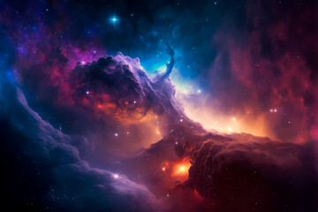 Infinite outer Galaxy Space background with nebulas and stars. Generative ai