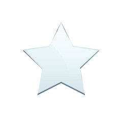 Glass star, 3D realistic blank clear five point award star, transparent trophy prize