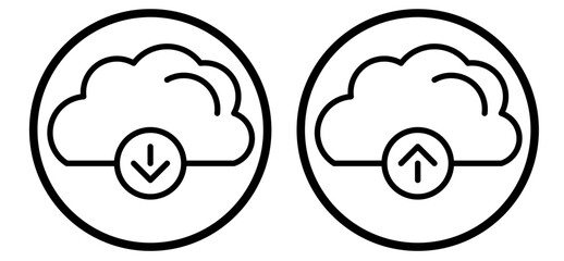 download and upload to cloud icon set outline