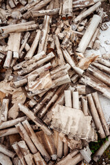 Used fireworks firecrackers lie outside rotting