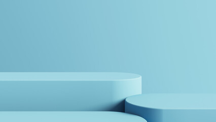 Blue pastel podium stand  background for display 
product stand - 3D rendering 