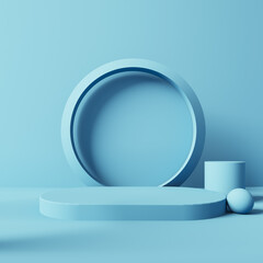 Blue pastel podium stand  background for display 
product stand - 3D rendering 