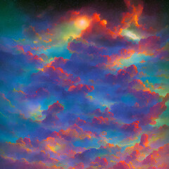 Fototapeta na wymiar Beautiful night sky with orange clouds 