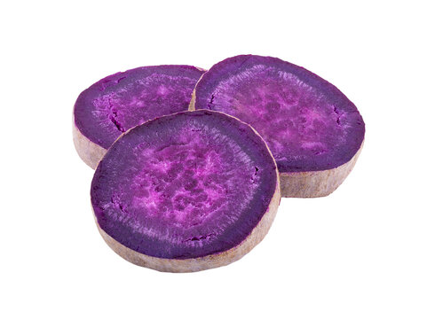 Slice purple yams on transparent png