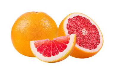 Pink grapefruit citrus fruit isolated on transparent png