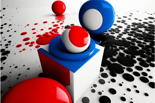 3d render of a red cube with spheres art 