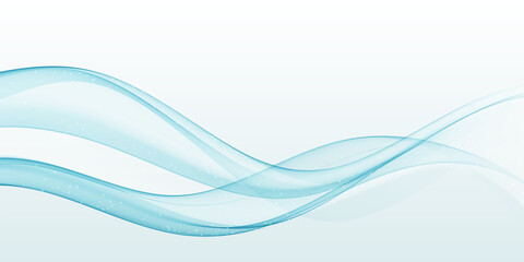Blue wave flow on a white background. Abstract vector background.