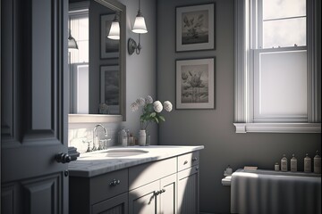 Fototapeta na wymiar Modern black bathroom interior