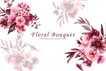 Floral bouquet watercolor vector background