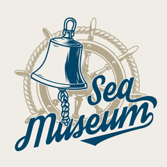Sea museum logotype vintage colorful