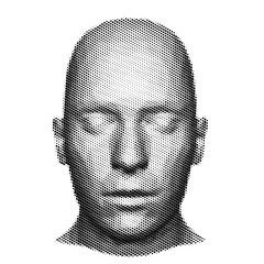Polygonal Halftone Human Head, Front View