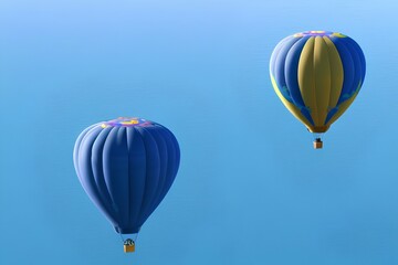 Blue air balloon flying in the clear blue sky. High quality photo - generative ai