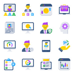 Pack of Business and Data Flat Icons 

