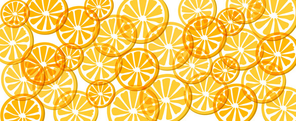 Background with lemons. Limes, grapefruits, oranges. Colored lemons with leaves. Citrus fruits vector illustration