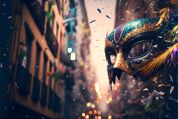 colorful carnival mask on a street in rio de janeiro