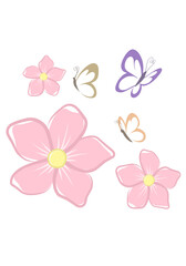 Obraz na płótnie Canvas cute flowers buterfly watercolour flat vector illustration eps svg png