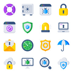 Pack of Protection Flat Icons

