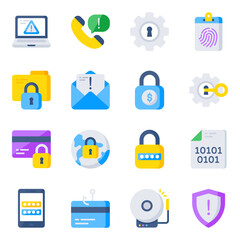Pack of Security and Protection Flat Icons

