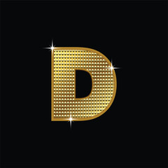 Golden font type letter D