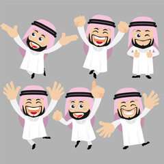 Set of Arab characters in different poses