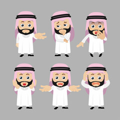 Set of Arab characters in different poses
