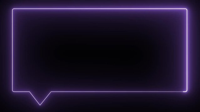Neon Frame Background, Purple Dialog Box Motion Background Video Loop, 3D Render Background