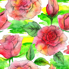 
Watercolor pink roses in a seamless pattern. Can be used as fabric, wallpaper, wrap.