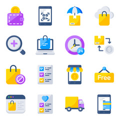 Pack of Shopping and Purchase Flat Icons

