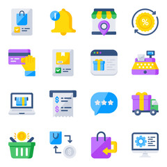Pack of Shopping and Logistic Flat Icons

