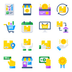 Pack of Buying and Commerce Flat Icons

