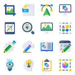 Pack of Graphic Tools Flat Icons

