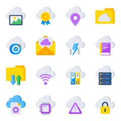 Pack of Cloud Technology Flat Icons

