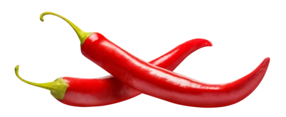 Abwaschbare Fototapete Scharfe Chili-pfeffer Two red chili peppers cut out