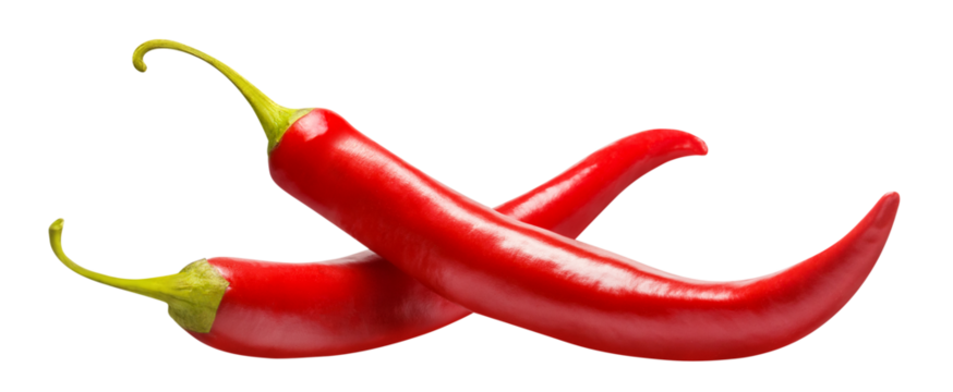 Two red chili peppers cut out
