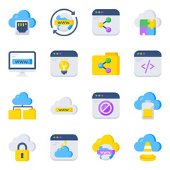 Pack of Cloud Computing and Service Flat Icons

